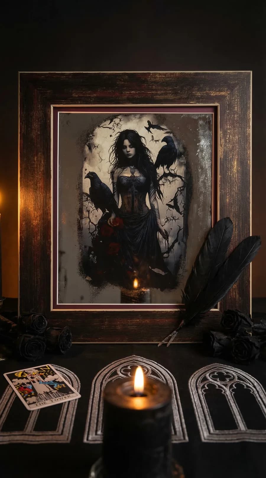 Dark Raven Queen Mirror Art